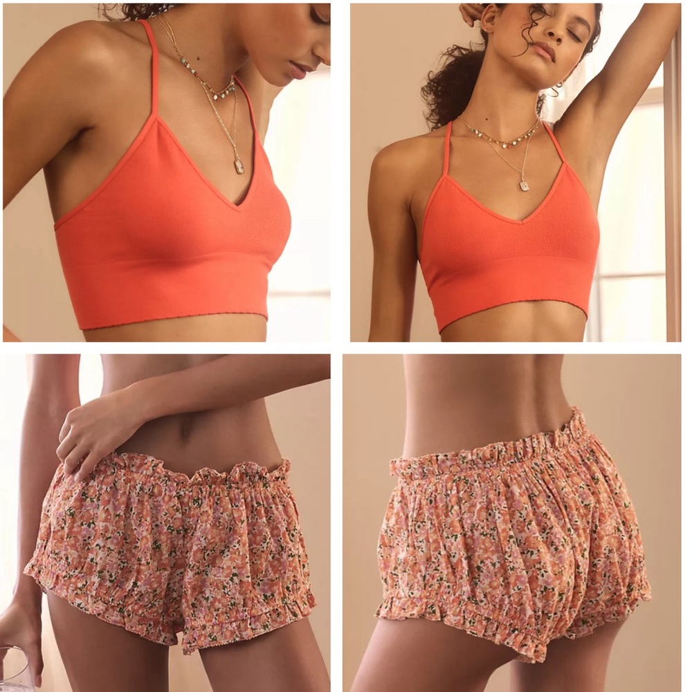 2 pc NWT Anthropologie Bloomer Sleep Shorts & Jenny Bralette Set